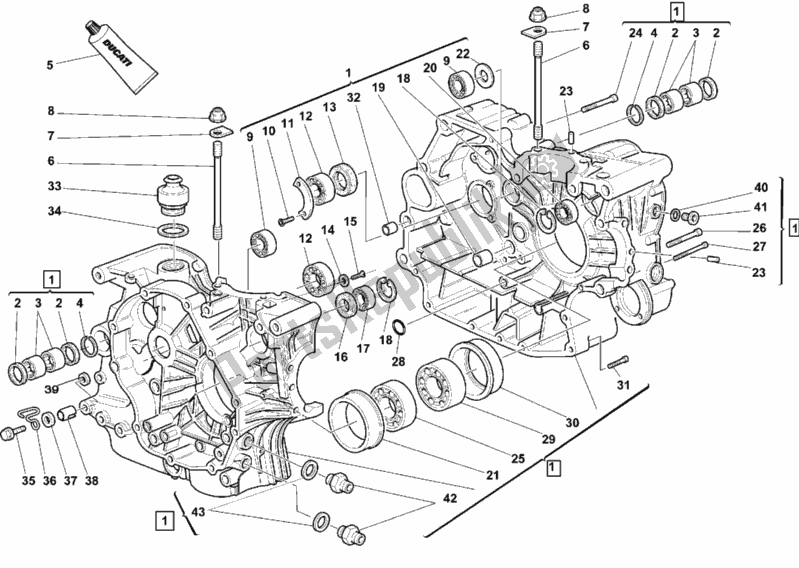 All parts for the Crankcase of the Ducati Monster 750 USA 1999